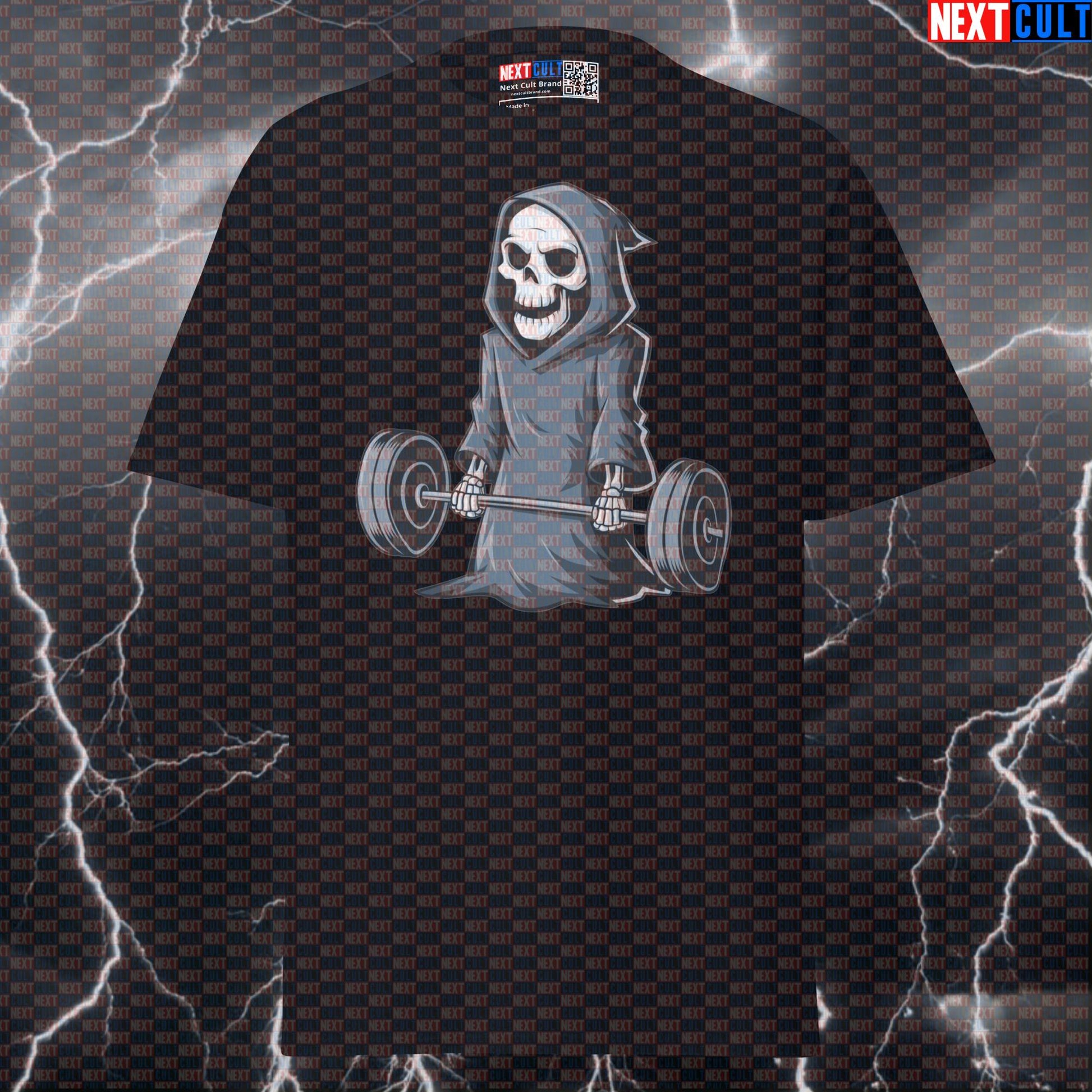 Deadlift Lovers Shirt - Funny Grim Reaper Skeleton Gym Tee for Lifters, Gym Bros & Leg Day Meme Fans - Fitness Workout Top Bodybuilding Fitness Gym Halloween Leg Day Powerlifting Pump Cover Workout Next Cult Brand
