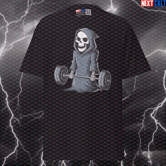 Deadlift Lovers Shirt - Funny Grim Reaper Skeleton Gym Tee for Lifters, Gym Bros & Leg Day Meme Fans - Fitness Workout Top Bodybuilding Fitness Gym Halloween Leg Day Powerlifting Pump Cover Workout Next Cult Brand