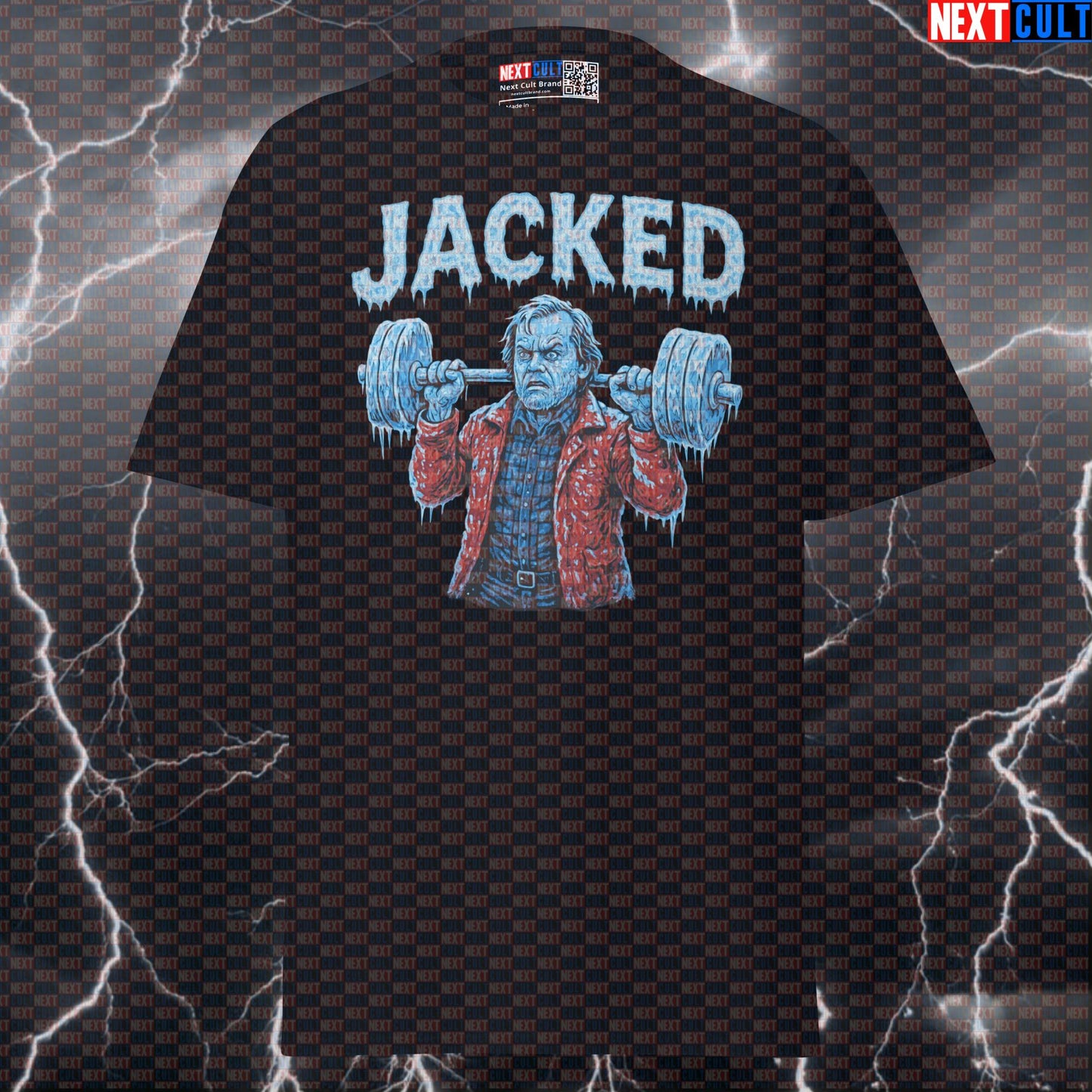 Jacked Torrance Funny Gym T-Shirt | The Shining Workout Meme Pump Cover Tee Films Fitness Gym Halloween Powerlifting Pump Cover Workout Next Cult Brand