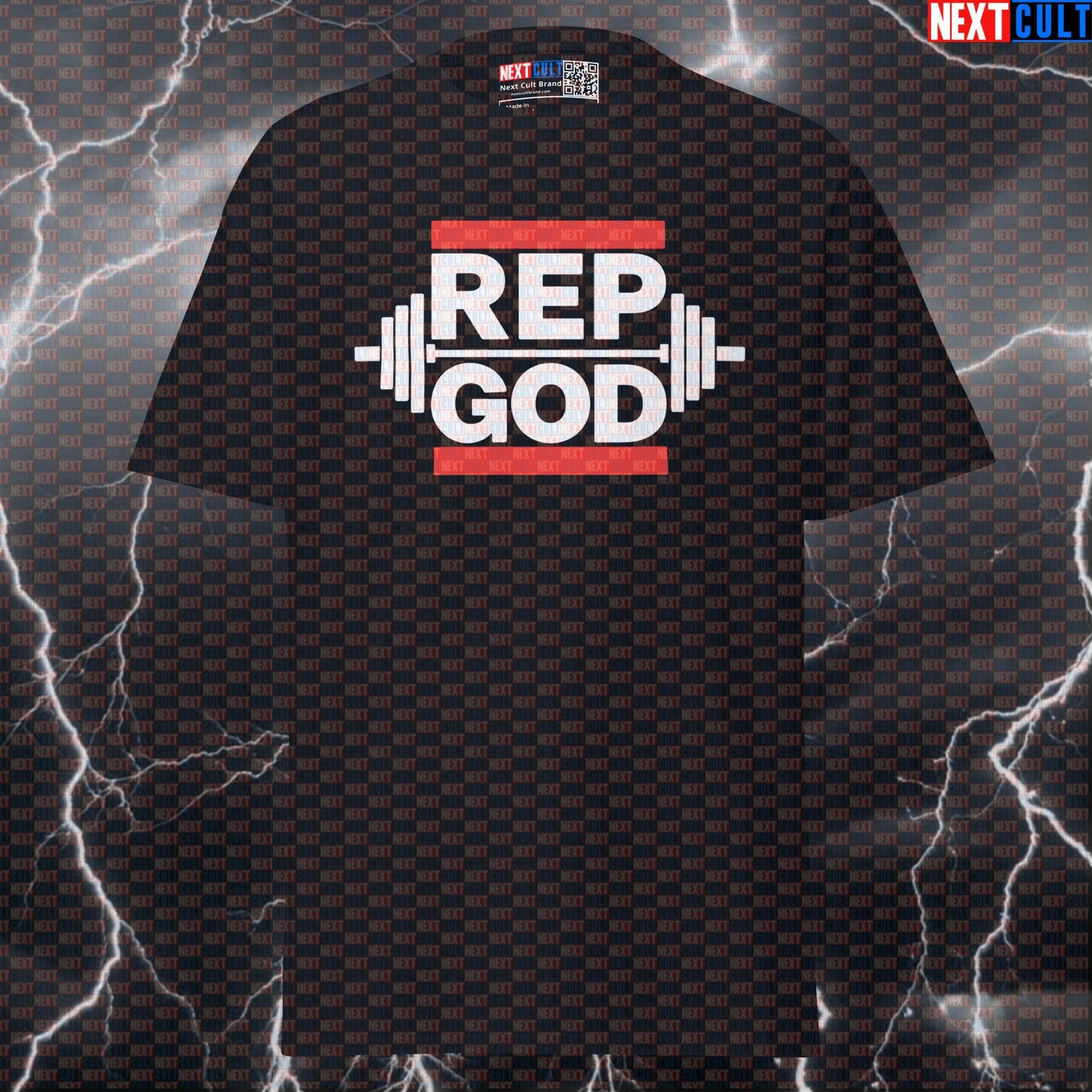 Rep God Funny Gym T-Shirt | Rap Music Workout Tee for Lifters & Bodybuilding T-shirts Bodybuilding Eminem Fitness Gym Hip Hop Powerlifting Pump Cover Workout Next Cult Brand