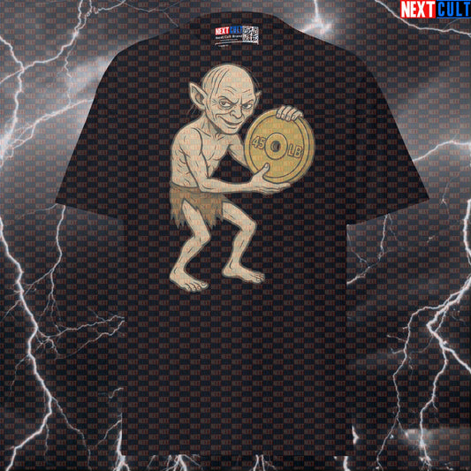 Lord of the Weights Funny Gym T-Shirt | My Precious Gains Workout Tee & Pump Cover T-shirts Bodybuilding Films Fitness Gym Lord of the Rings Powerlifting Pump Cover Workout Next Cult Brand