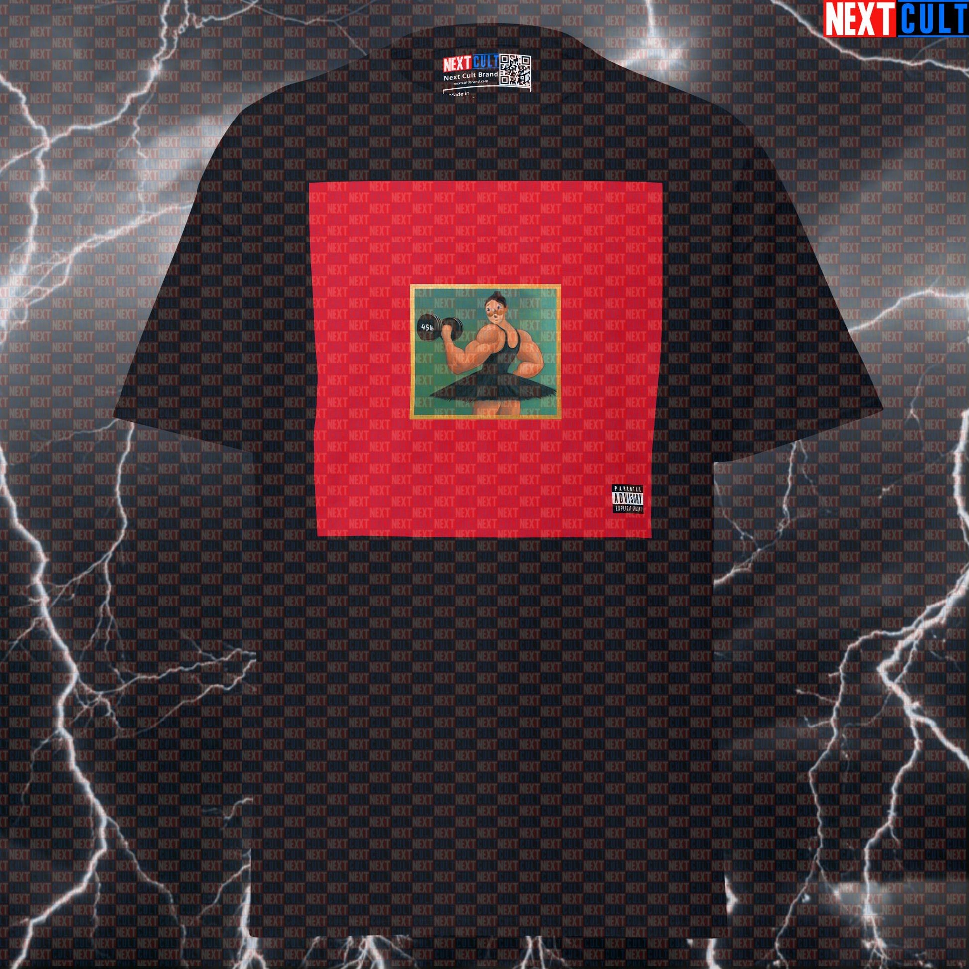 Swole Ballerina Kanye Album Cover Parody Gym Tee | Funny Workout T Shirt For Lifters T-shirts Bodybuilding Fitness Gym Hip Hop Kanye West Pump Cover Workout Next Cult Brand