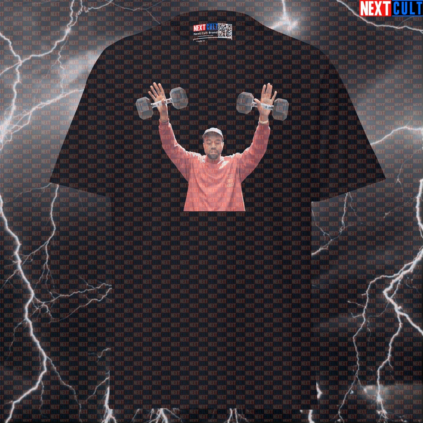 Kanye Lifting Dumbbells Funny Gym Tee | Rap Music Workout Shirt & Pump Cover Bodybuilding Fitness Gym Hip Hop Kanye West Pump Cover Workout Next Cult Brand