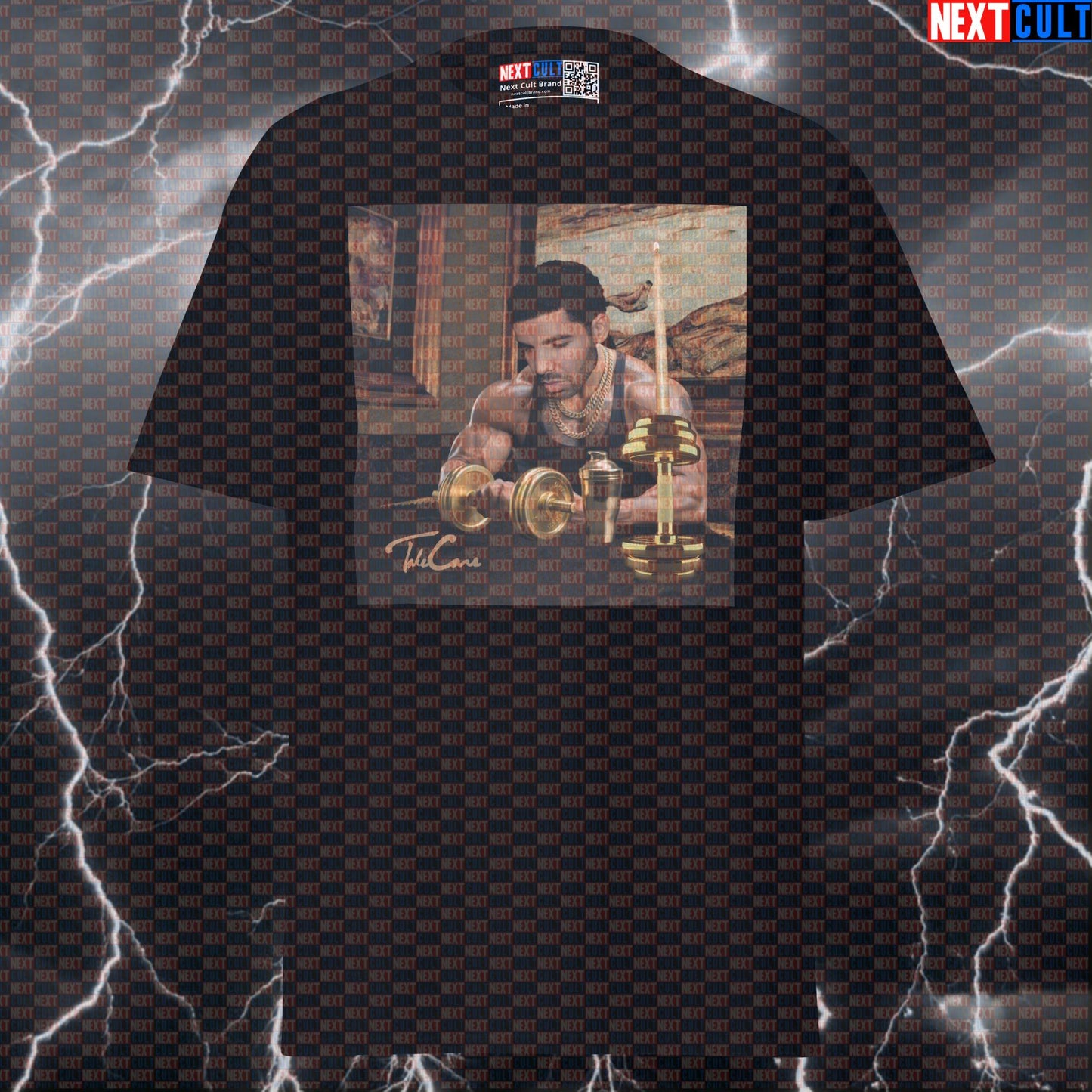 Swole Drake Take Care Parody Gym T-Shirt | Funny Bodybuilding Meme Tee | Rap Music Pump Cover T-shirts Bodybuilding Drake Fitness Gym Hip Hop Powerlifting Pump Cover Workout Next Cult Brand