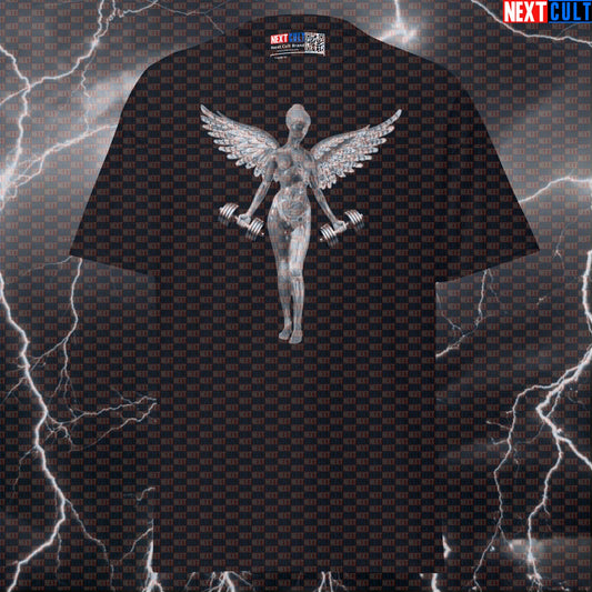 In Utero Lifting Angel Funny Gym T-Shirt | Nirvana Parody Pump Cover for Lifters Bodybuilding Fitness Gym Nirvana Pump Cover Rock Music Workout Next Cult Brand