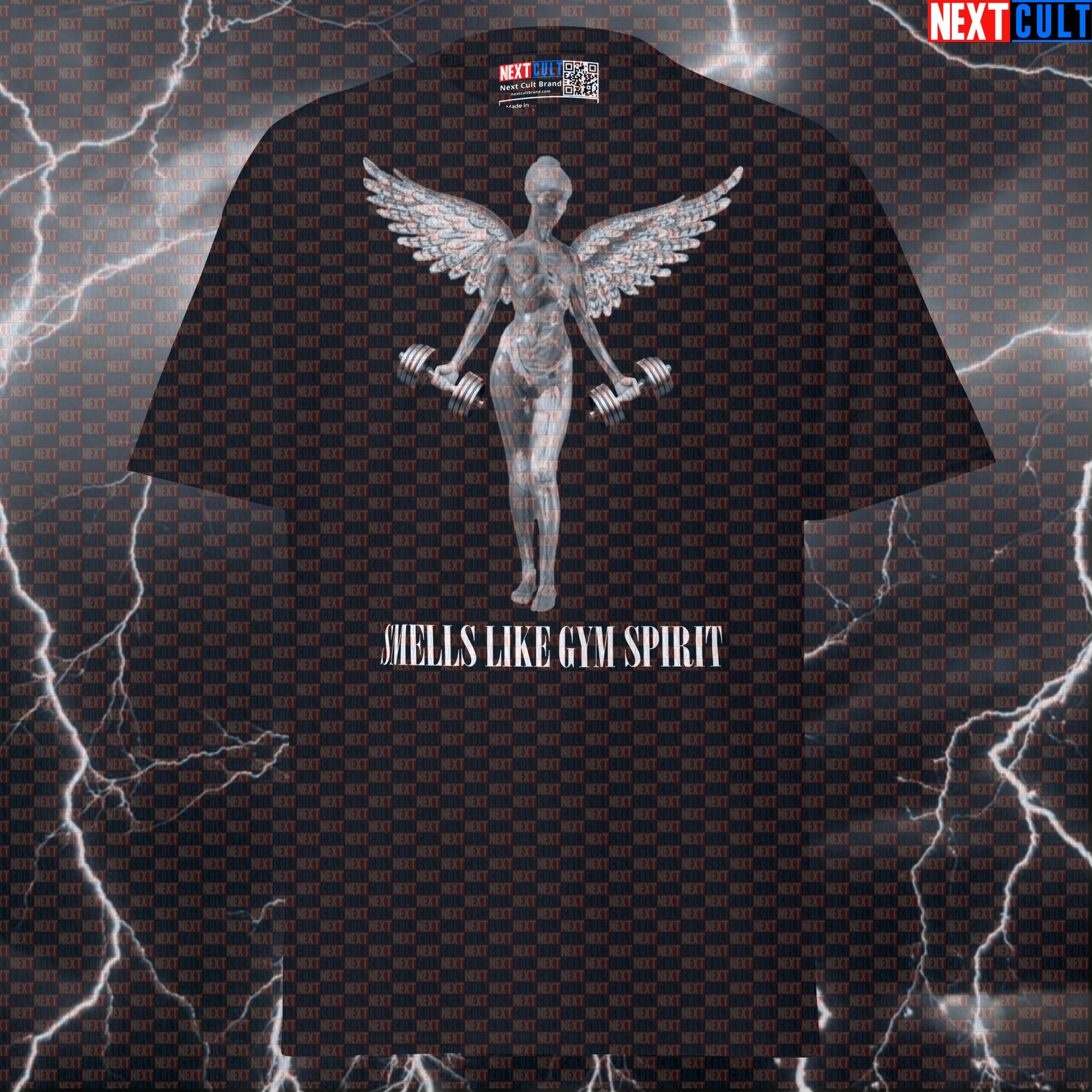 Smells Like Gym Spirit Funny Workout T-Shirt | Grunge Lifting Parody Graphic Tee Bodybuilding Fitness Gym Nirvana Pump Cover Rock Music Workout Next Cult Brand