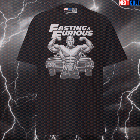 Fasting & Furious Funny Gym T-Shirt | Vin Diesel Fasting Meme Workout Tee For Lifters Bodybuilding Fast Food Films Fitness Gym Pump Cover Workout Next Cult Brand