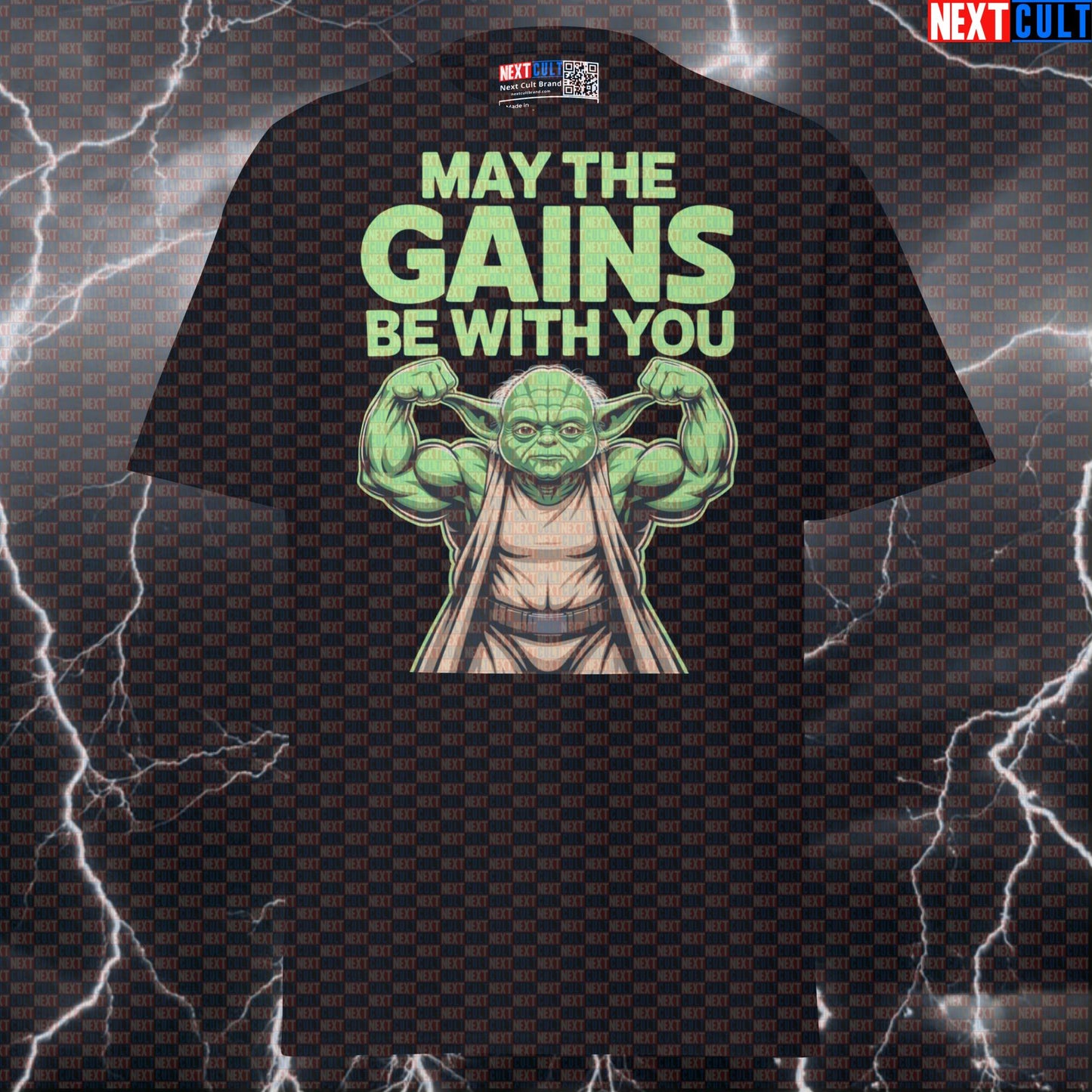 May The Gains Be With You Funny Gym T-Shirt | Yoda Star Wars Swole Wars Workout Tee Bodybuilding Films Fitness Gym Pump Cover Star Wars Workout Yoda Next Cult Brand