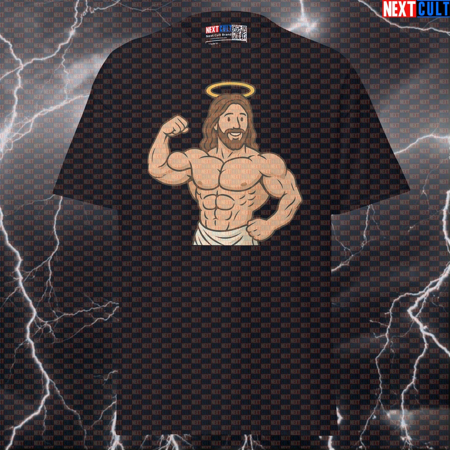 Swoly Spirit Jesus Bodybuilder Funny Graphic Tee | Gym Pump Cover Workout Shirt Bodybuilding Easter Fitness Gym Jesus Pump Cover Workout Next Cult Brand