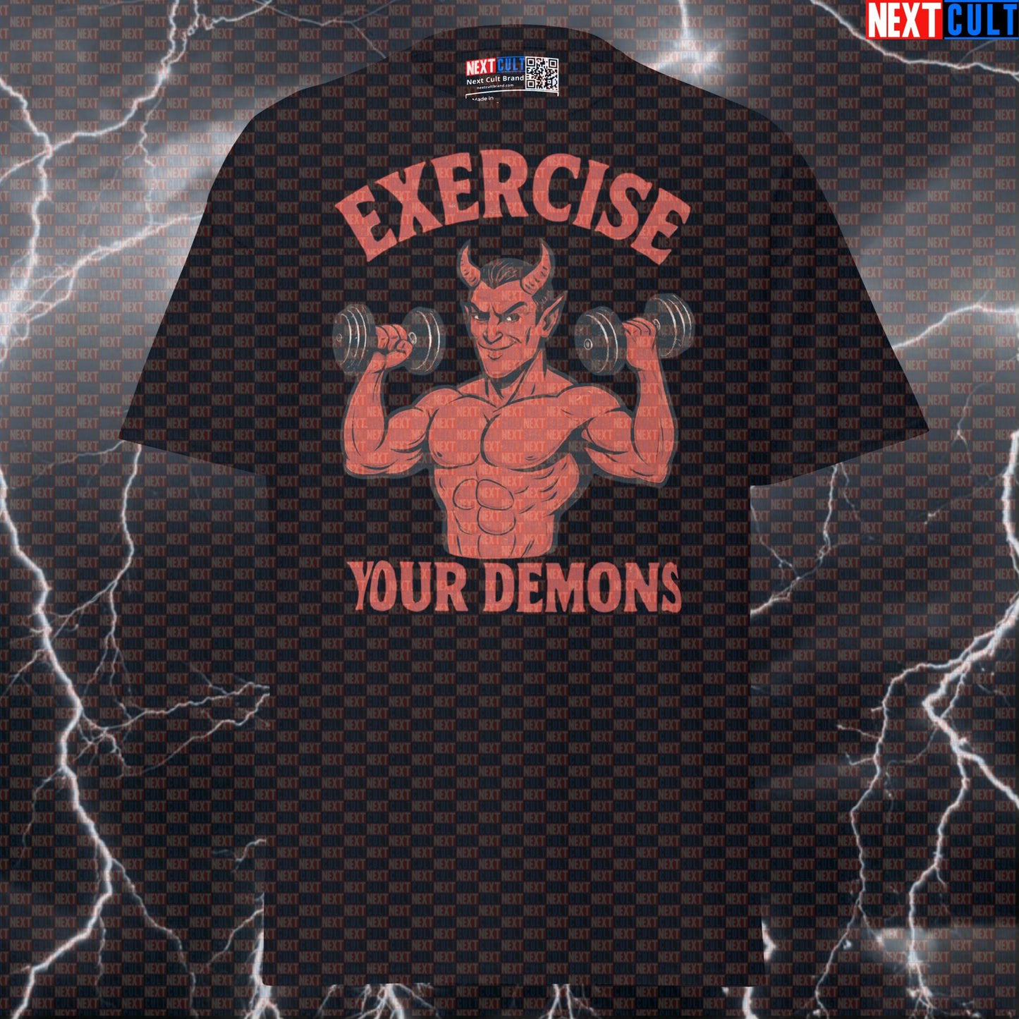 Exercise Your Demons Funny Gym T-Shirt | Workout From Hell Gymbro Pump Cover Tee Fitness Gym Halloween Pump Cover Workout Next Cult Brand