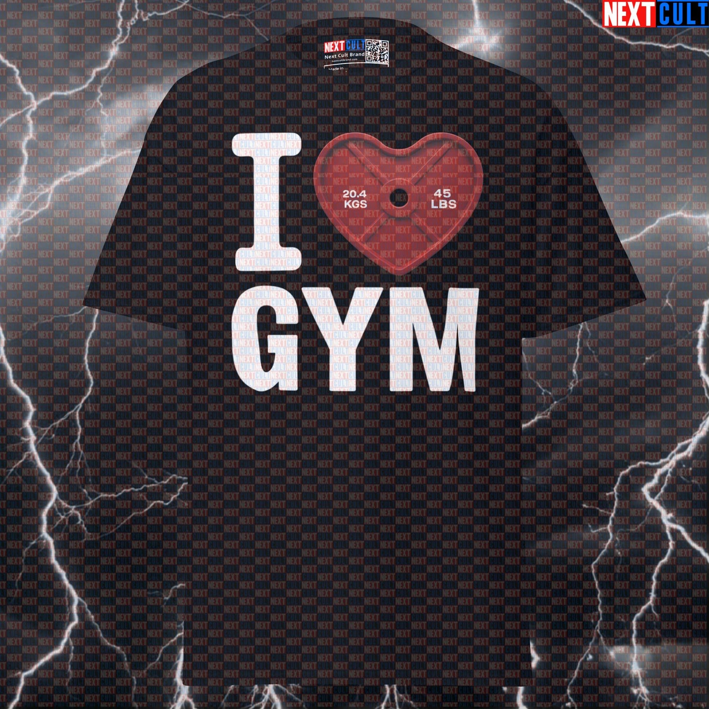 I Love Gym Valentine's Day Funny Gym Shirt | Heart Shaped Weight Plate Graphic Tee Pump Cover Bodybuilding Fitness Gym Powerlifting Pump Cover Valentine's Day Workout Next Cult Brand