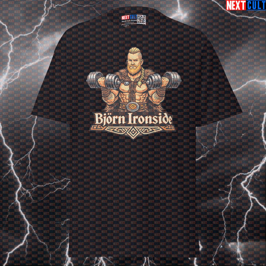 Björn Ironside Gym Meme T-Shirt | Funny Viking Workout Tee & Pump Cover T-shirts Bodybuilding Fitness Gym Pump Cover TV Vikings Workout Next Cult Brand