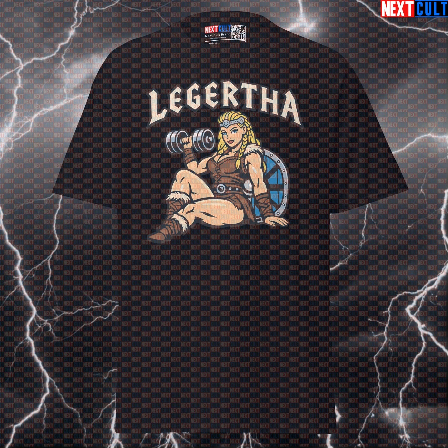 Legertha Leg Day Vikings Gym Shirt | Funny Shieldmaiden Workout Tee & Pump Cover T-shirts Bodybuilding Fitness Gym Leg Day Powerlifting Pump Cover TV Vikings Workout Next Cult Brand