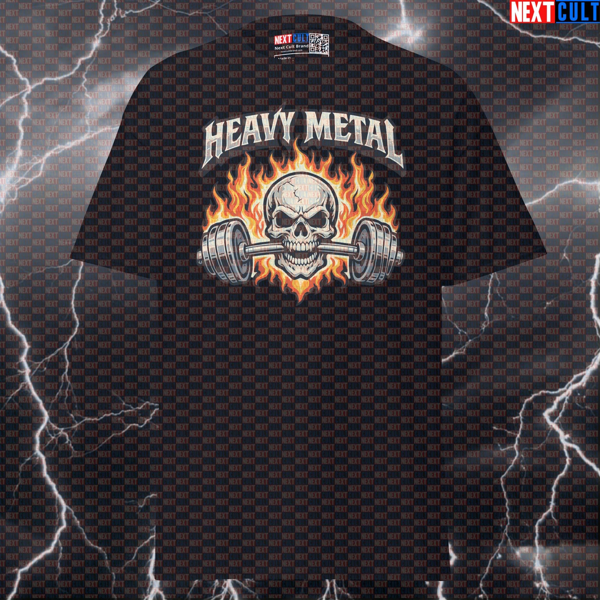 Heavy Metal Lifting Skull Funny Gym T-Shirt | Hardcore Workout Tee & Graphic Pump Cover T-shirts Bodybuilding Fitness Gym Powerlifting Pump Cover Rock Music Workout Next Cult Brand