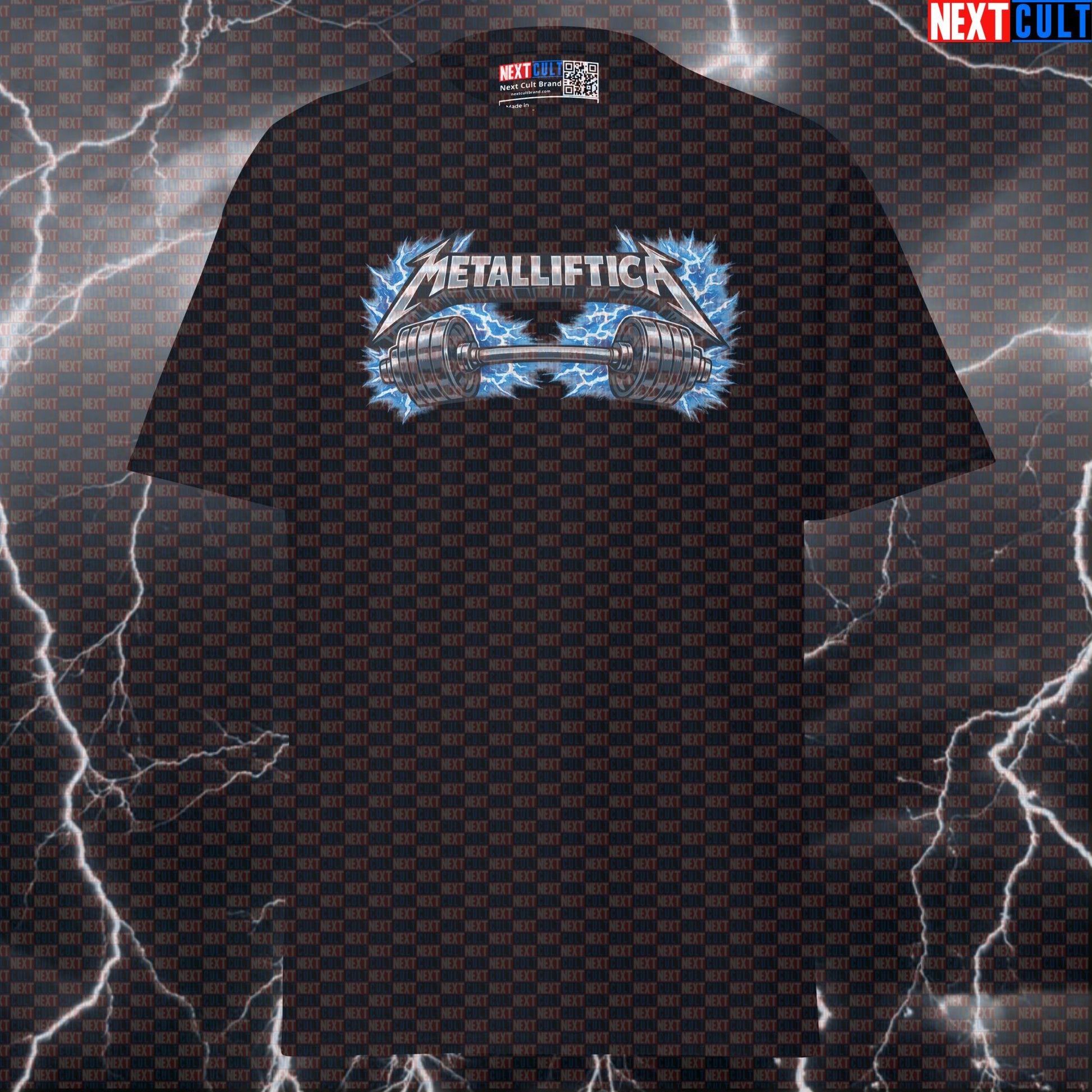 Metalliftica Metallica Heavy Metal Funny Gym T-Shirt — Rock Music Meme Workout Graphic Tee for Bodybuilding, Powerlifting & Lifters Bodybuilding Fitness Gym Metallica Powerlifting Pump Cover Rock Music Workout Next Cult Brand
