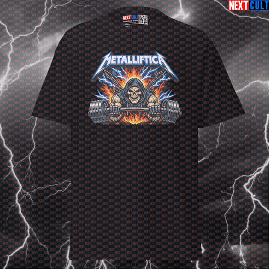 Metalliftica Metallica Heavy Metal Funny Gym T-Shirt — Rock Music Bodybuilding & Powerlifting Workout Graphic Tee for Lifters & Fitness T-shirts Next Cult Brand