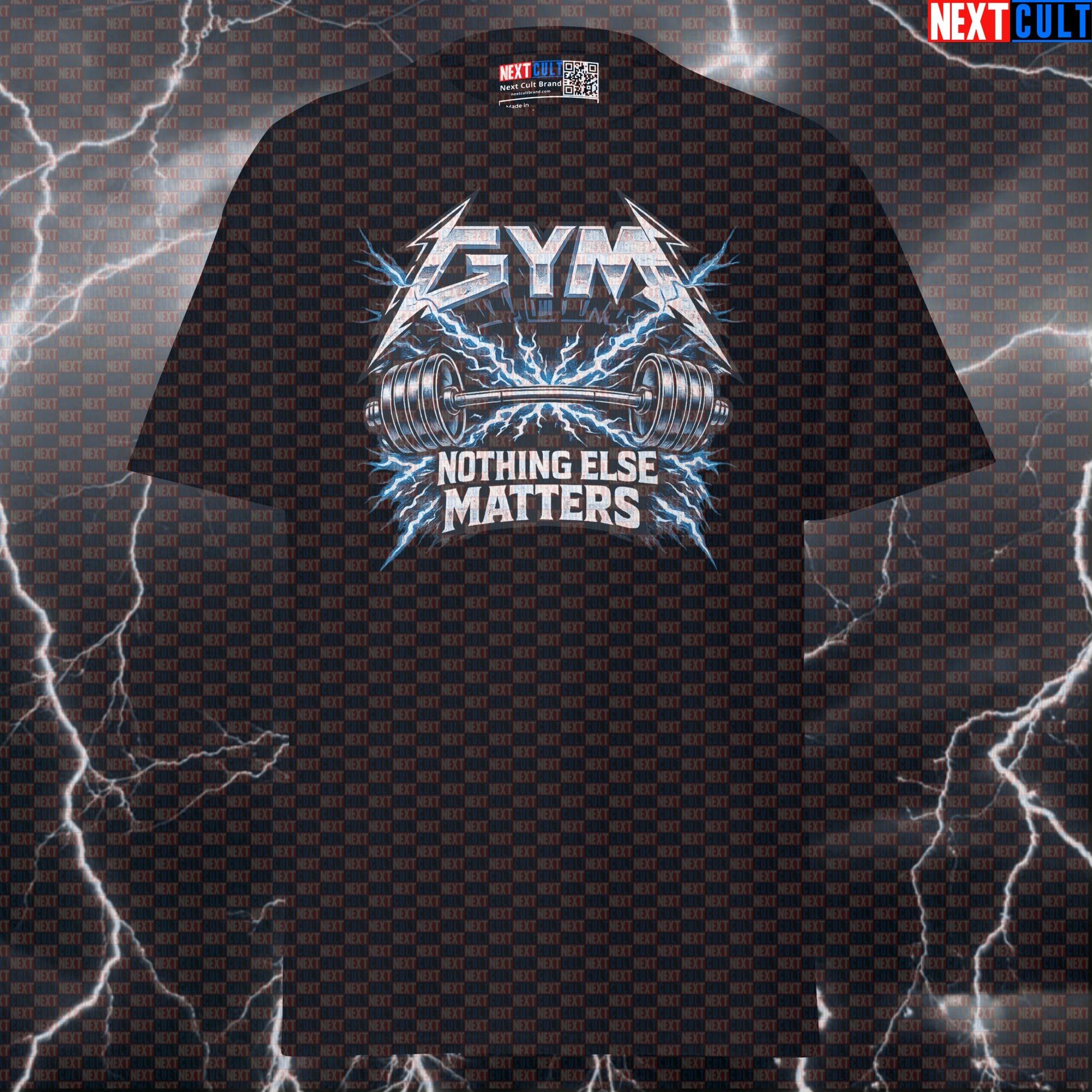 Gym Nothing Else Matters Metallica Heavy Metal Funny Gym T-Shirt — Rock Music Workout Graphic Tee for Bodybuilding & Powerlifting Lifters Bodybuilding Fitness Gym Metallica Powerlifting Pump Cover Rock Music Workout Next Cult Brand