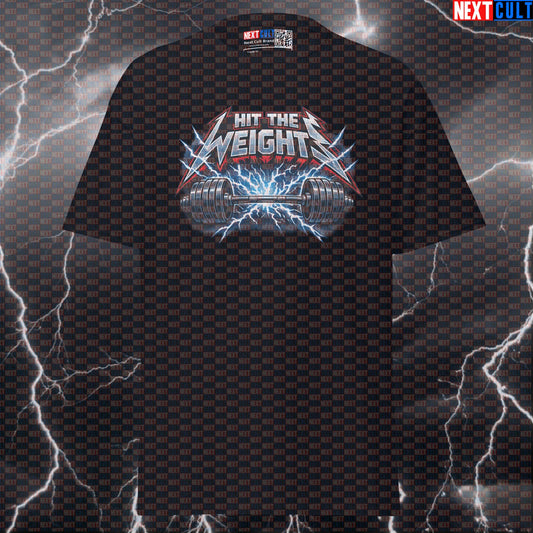 Hit The Weights Metallica Heavy Metal Funny Gym T-Shirt — Rock Music Workout Graphic Tee for Bodybuilding & Powerlifting Lifters T-shirts Next Cult Brand