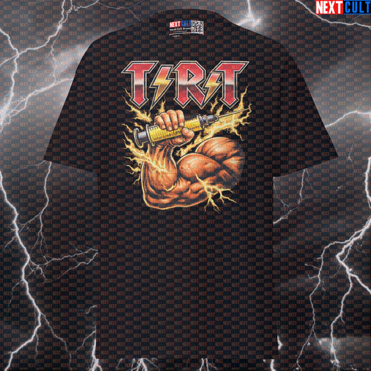TRT Funny Gym T-Shirt AC/DC Heavy Metal Rock Music TNT Parody Graphic Tee for Lifters Who Train Loud T-shirts AC/DC Bodybuilding Fitness Gym Pump Cover Rock Music Steroids Workout Next Cult Brand