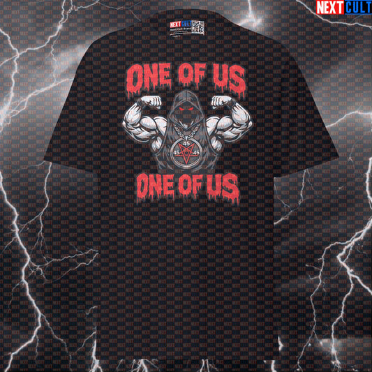 One of Us One of Us Gym Cult Member Funny Gym T-Shirt Meme Graphic Tee Bodybuilding Powerlifting Workout Shirt T-shirts Next Cult Brand