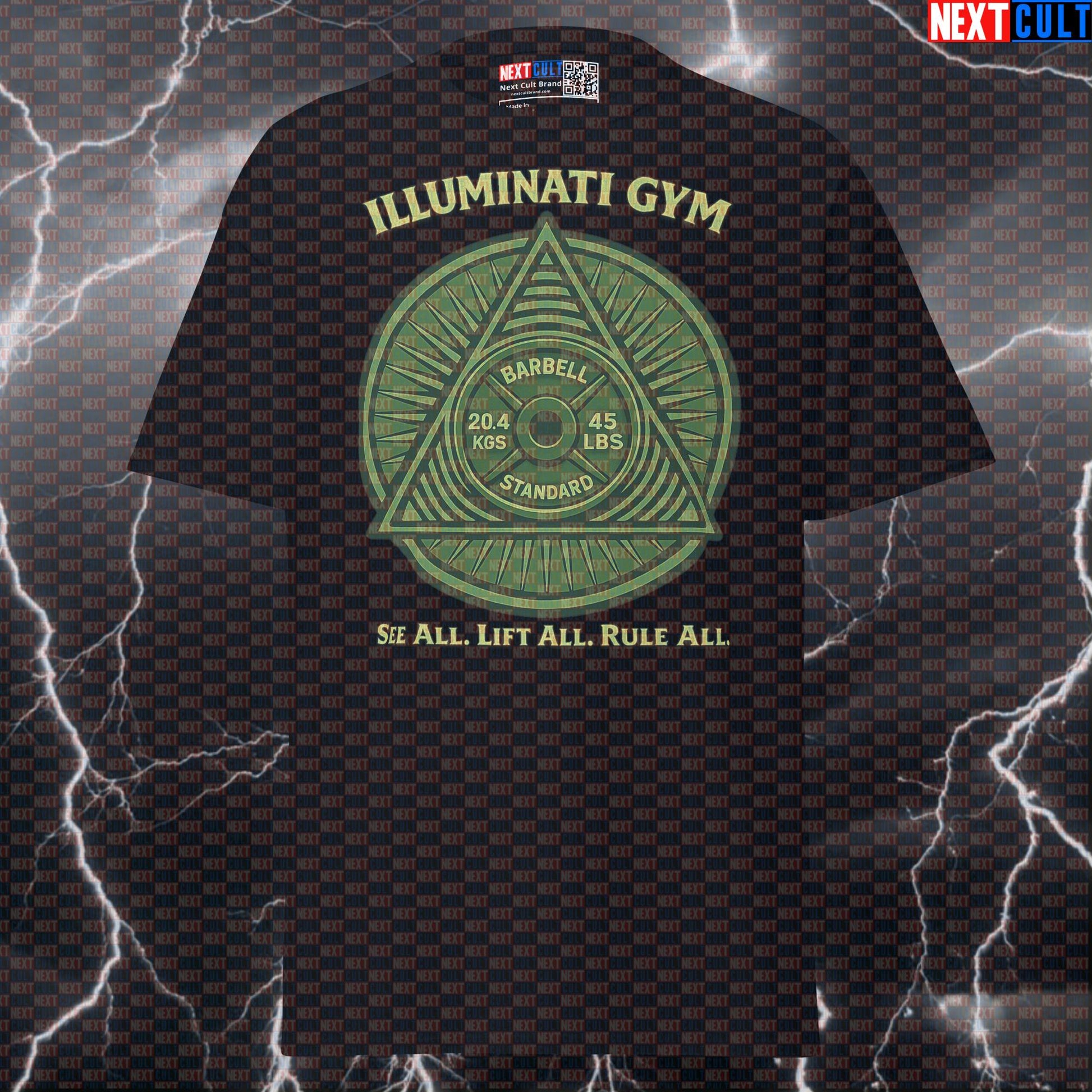 Gym Illuminati See All Lift All Rule All Funny Gym T-Shirt Secret Society Meme New Gym Order Graphic Tee Workout Shirt T-shirts Next Cult Brand