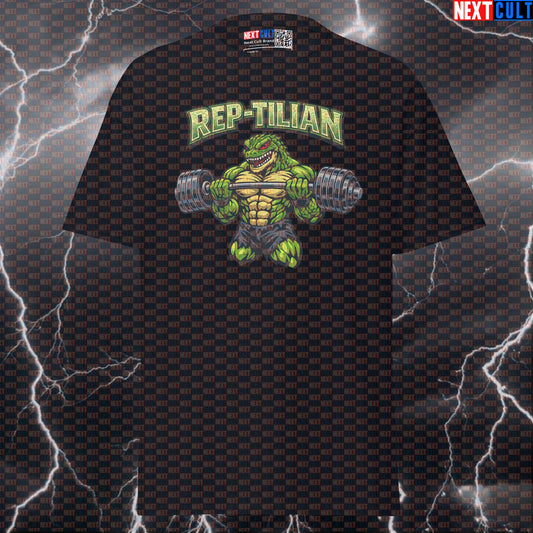 Rep-Tilian Funny Gym T-Shirt Reptile Reptilian Lifting Meme Graphic Tee Bodybuilding Powerlifting Workout Shirt T-shirts Next Cult Brand