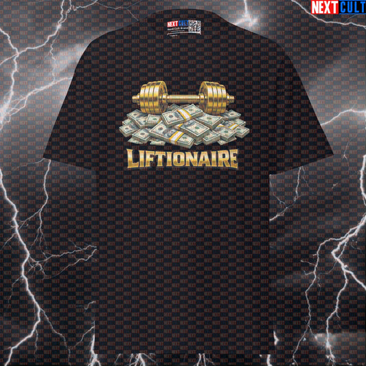 Liftionaire Funny Gym T-Shirt Money Barbell Meme Workout Shirt Bodybuilding Powerlifting Graphic Tee T-shirts Next Cult Brand