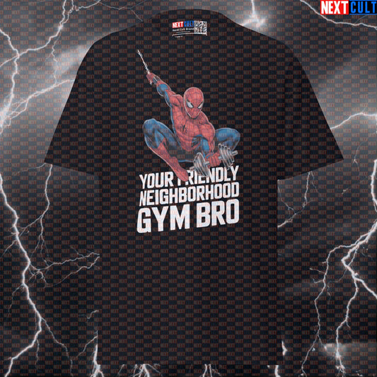 Your Friendly Neighborhood Gymbro Spider-Man Funny Gym T-Shirt Workout Tee Graphic Gym Shirt Bodybuilding Powerlifting Fitness Meme T-shirts Next Cult Brand