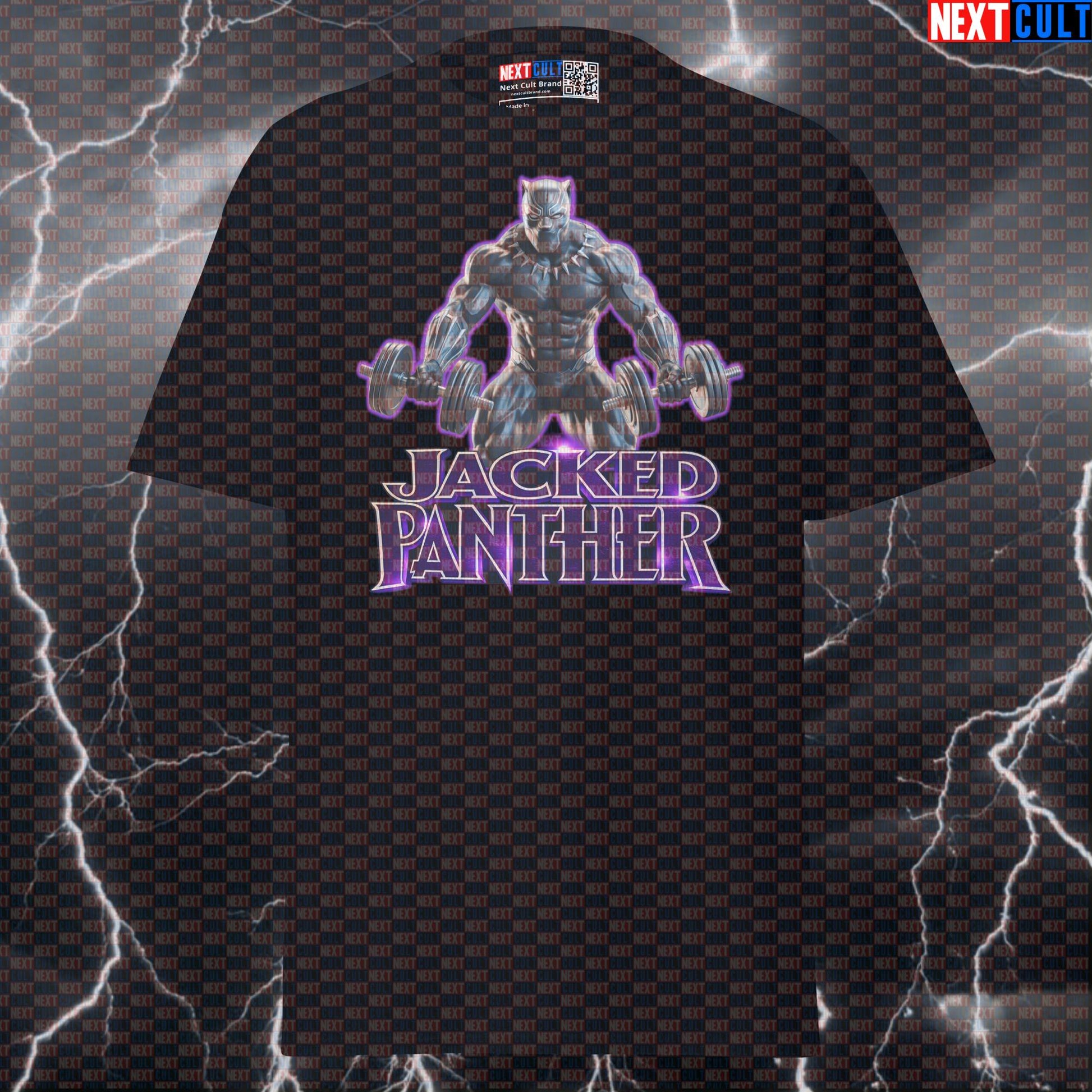 Jacked Panther Black Panther Funny Gym T-Shirt Workout Tee Graphic Gym Shirt Bodybuilding Powerlifting Fitness Meme T-shirts Next Cult Brand