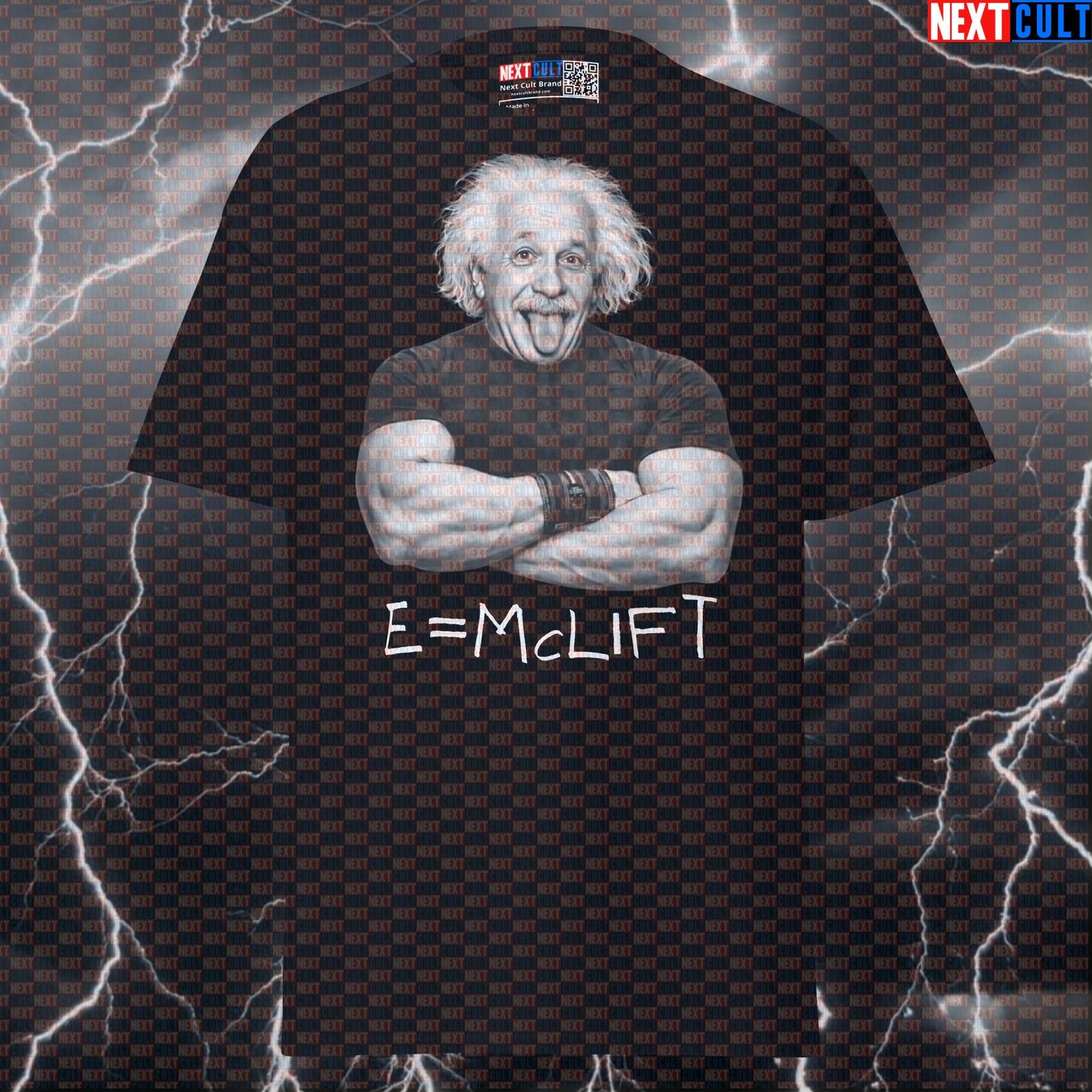 E=mclift Funny Gym T-Shirt Albert Einstein Science Based Lifting Bro Science Workout Tee Graphic Gym Shirt T-shirts Next Cult Brand