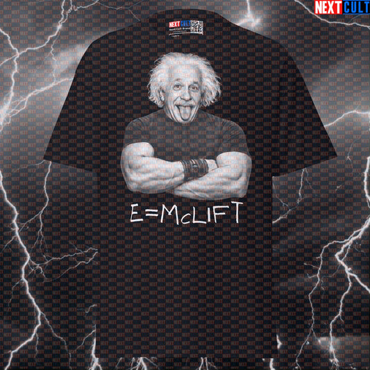 E=mclift Funny Gym T-Shirt Albert Einstein Science Based Lifting Bro Science Workout Tee Graphic Gym Shirt T-shirts Next Cult Brand