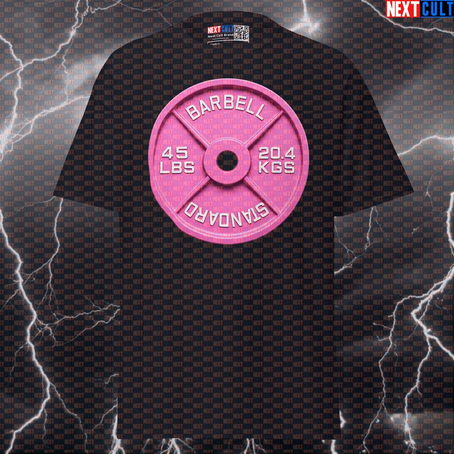Pink 45LB Weight Plate Funny Gym T-Shirt Barbell Lifting Workout Tee Graphic Gym Shirt Fitness T-shirts Next Cult Brand