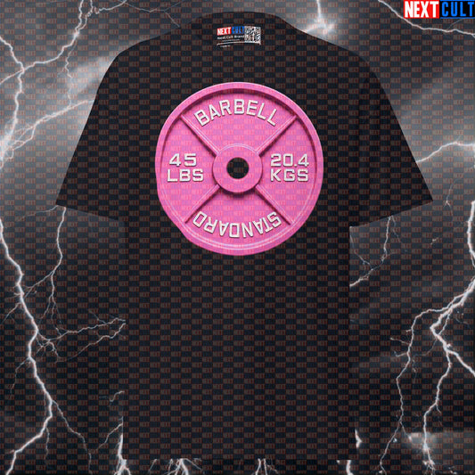 Pink 45LB Weight Plate Funny Gym T-Shirt Barbell Lifting Workout Tee Graphic Gym Shirt Fitness T-shirts Next Cult Brand