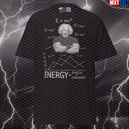 E = mc² Energy Muscle Confidence Funny Gym T-Shirt Albert Einstein Science Based Lifting Workout Tee T-shirts Next Cult Brand