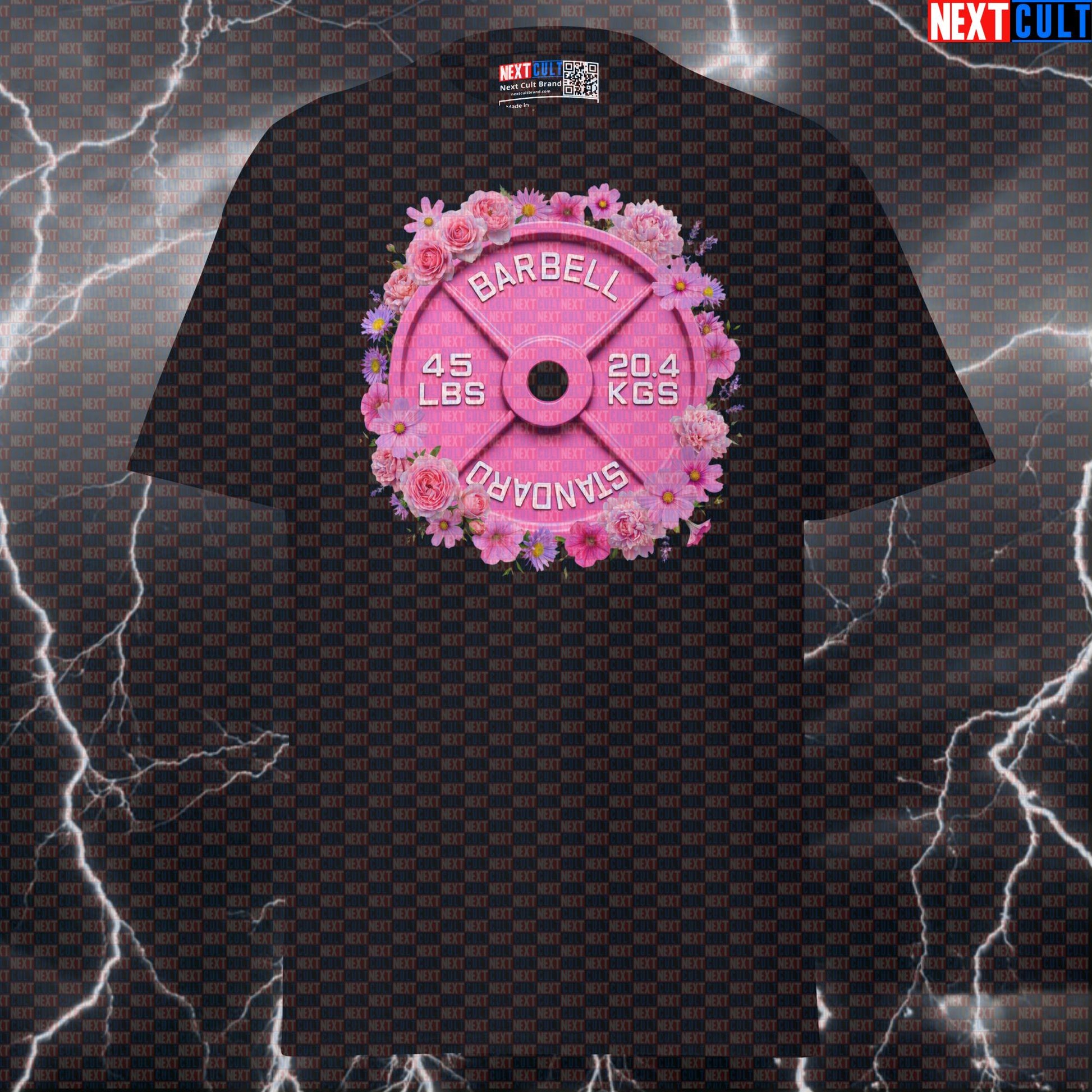 Flowers & Weights Pink 45LB Plate Funny Gym T-Shirt Floral Barbell Workout Tee Aesthetic Gym Shirt T-shirts Next Cult Brand