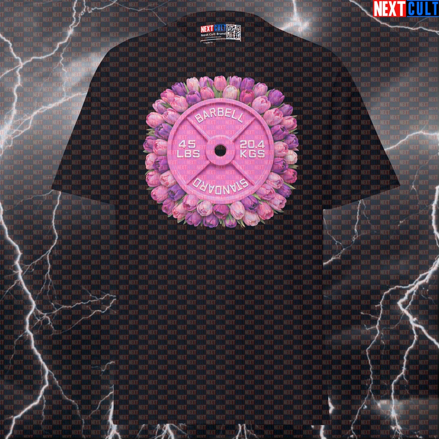 Tulips & Weights Pink 45LB Plate Funny Gym T-Shirt Spring Floral Barbell Workout Tee Aesthetic Gym Shirt T-shirts Next Cult Brand