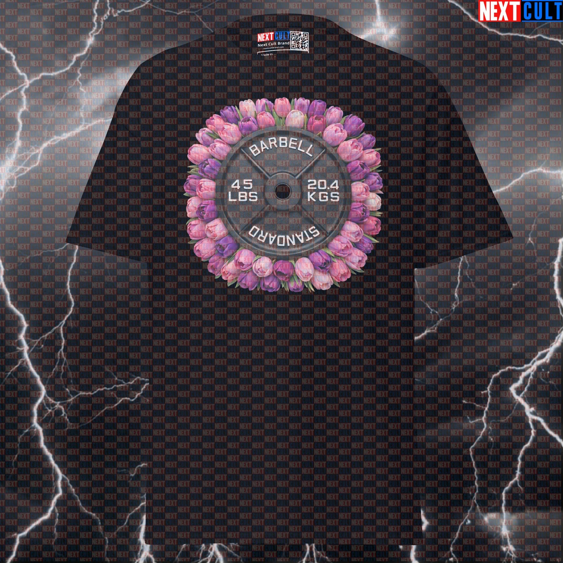 Tulips & Weights 45LB Plate Funny Gym T-Shirt Floral Barbell Workout Tee Spring Gym Shirt Aesthetic T-shirts Next Cult Brand
