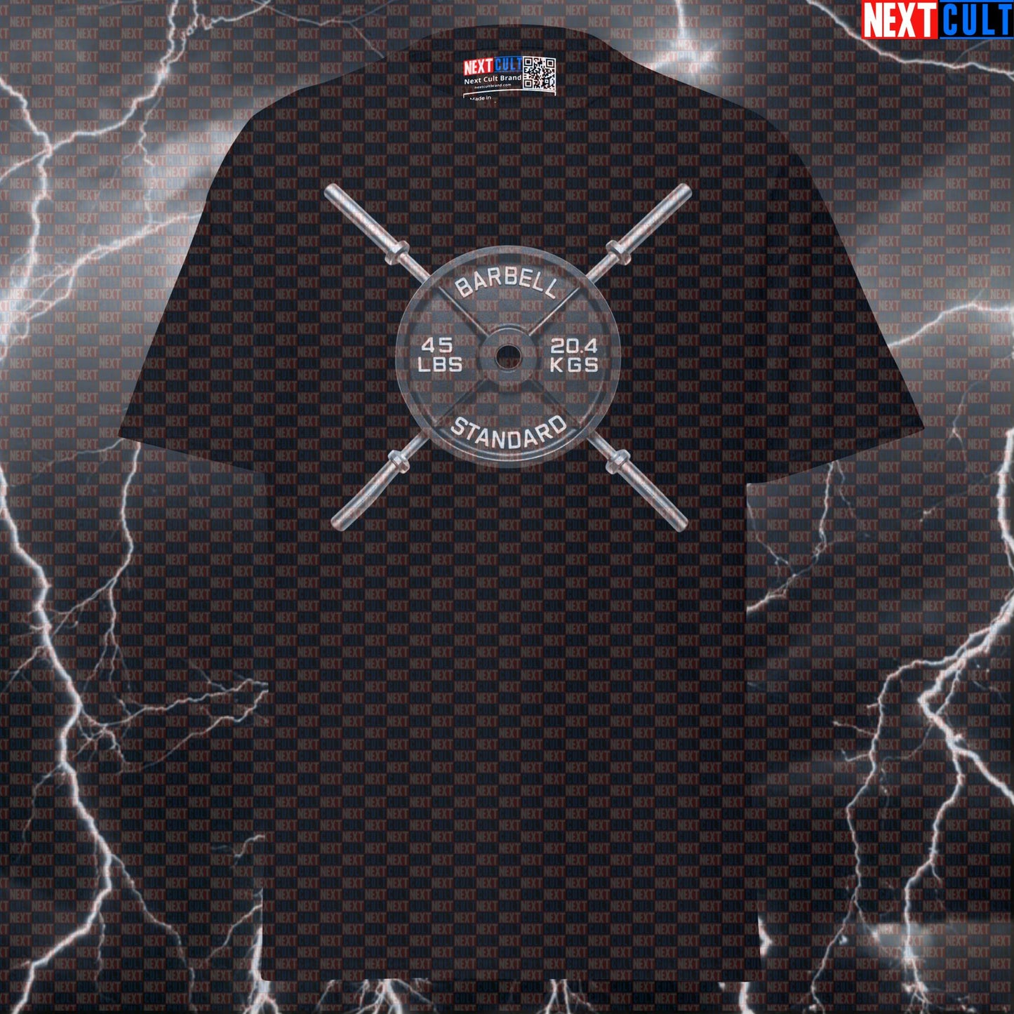 Classic Barbell Crossed Weights 45LB Plate Funny Gym T-Shirt Hardcore Workout Tee Graphic Gym Shirt T-shirts Next Cult Brand