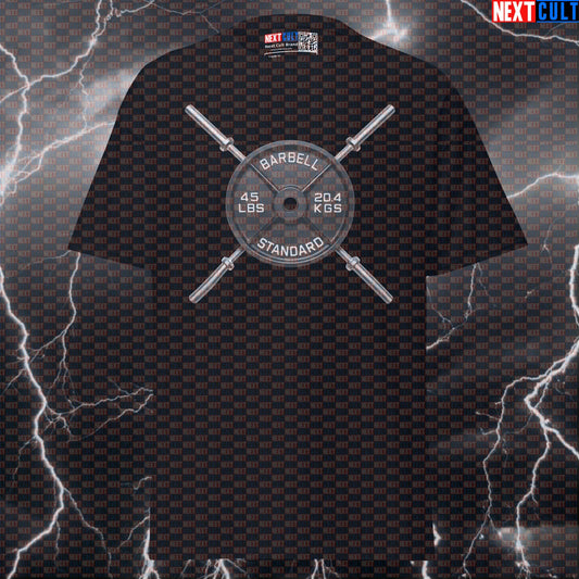 Classic Barbell Crossed Weights 45LB Plate Funny Gym T-Shirt Hardcore Workout Tee Graphic Gym Shirt T-shirts Next Cult Brand