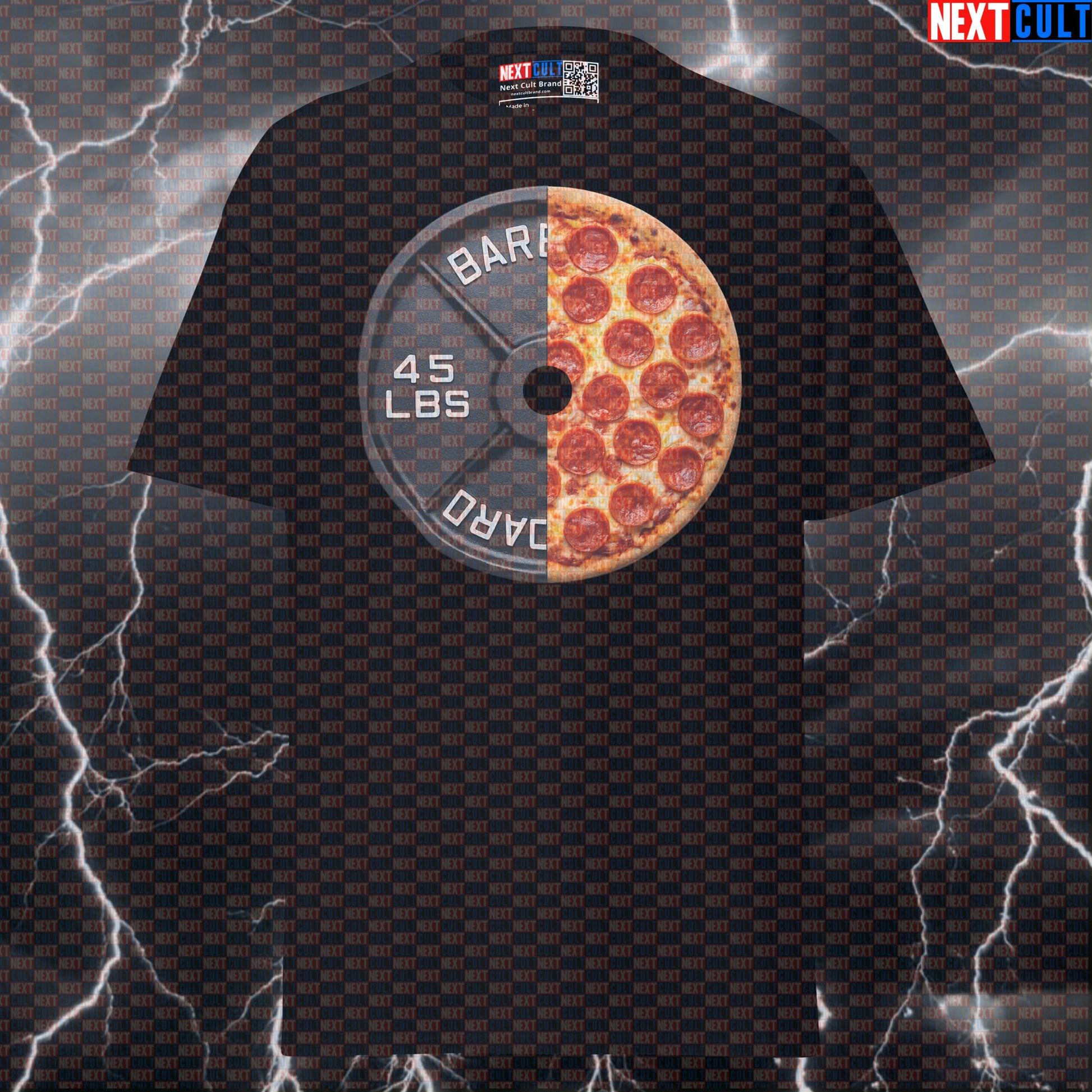Pizza Weight Plate Funny Gym T-Shirt 45LB Plate Pizza & Weights Workout Tee Graphic Gym Shirt Food Lover Fitness Top T-shirts Next Cult Brand