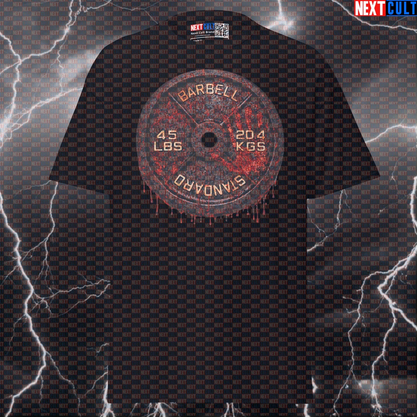 Blood Sweat and Tears Weight Plate Funny Gym T-Shirt 45LB Plate Blood & Weights Workout Tee Hardcore Gym Shirt T-shirts Next Cult Brand