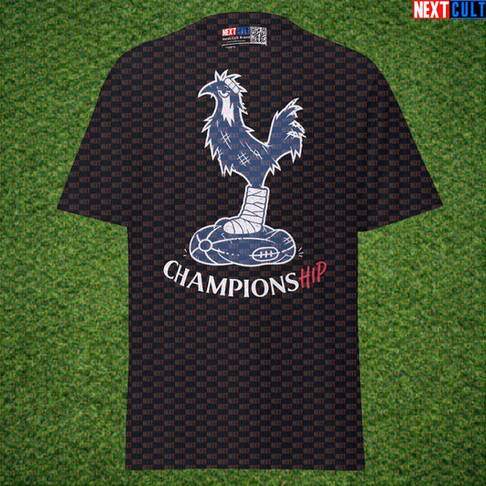 Championship Tottenham Hotspur Parody T-Shirt, Funny Spursy Football Graphic Tee for North London Banter Black T-shirts Next Cult Brand