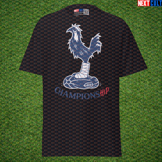 Championship Tottenham Hotspur Parody T-Shirt, Funny Spursy Football Graphic Tee for North London Banter Black T-shirts Next Cult Brand