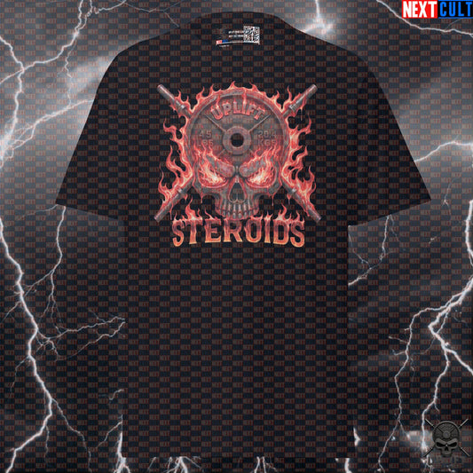 Not Natty Steroids T-Shirt Flaming Skull Gym Shirt for Enhanced Bodybuilding Meme Fans T-shirts Next Cult Brand
