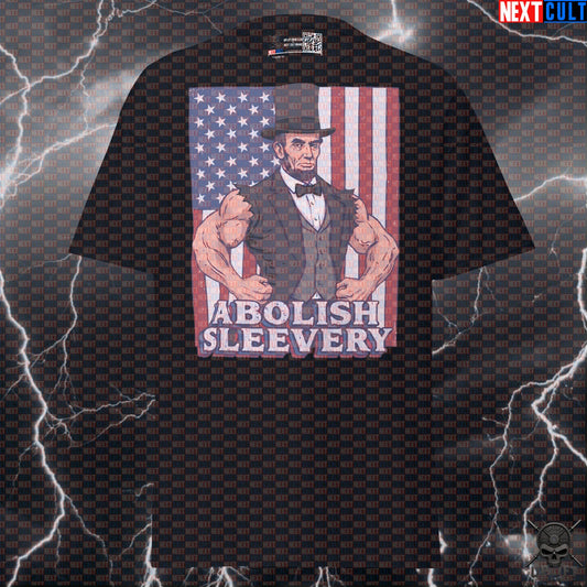 Patriotic Abraham Lincoln T-Shirt Abolish Sleevery Gym Shirt for USA Lifters T-shirts Next Cult Brand