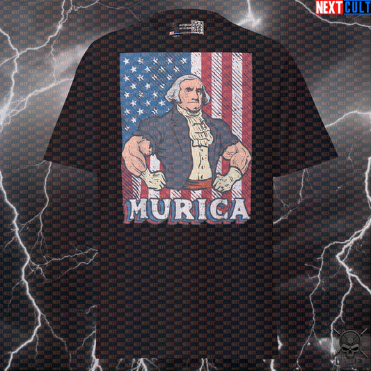 Murica T-Shirt George Washington Patriotic Gym Shirt for USA Lifters and History Fans Next Cult Brand