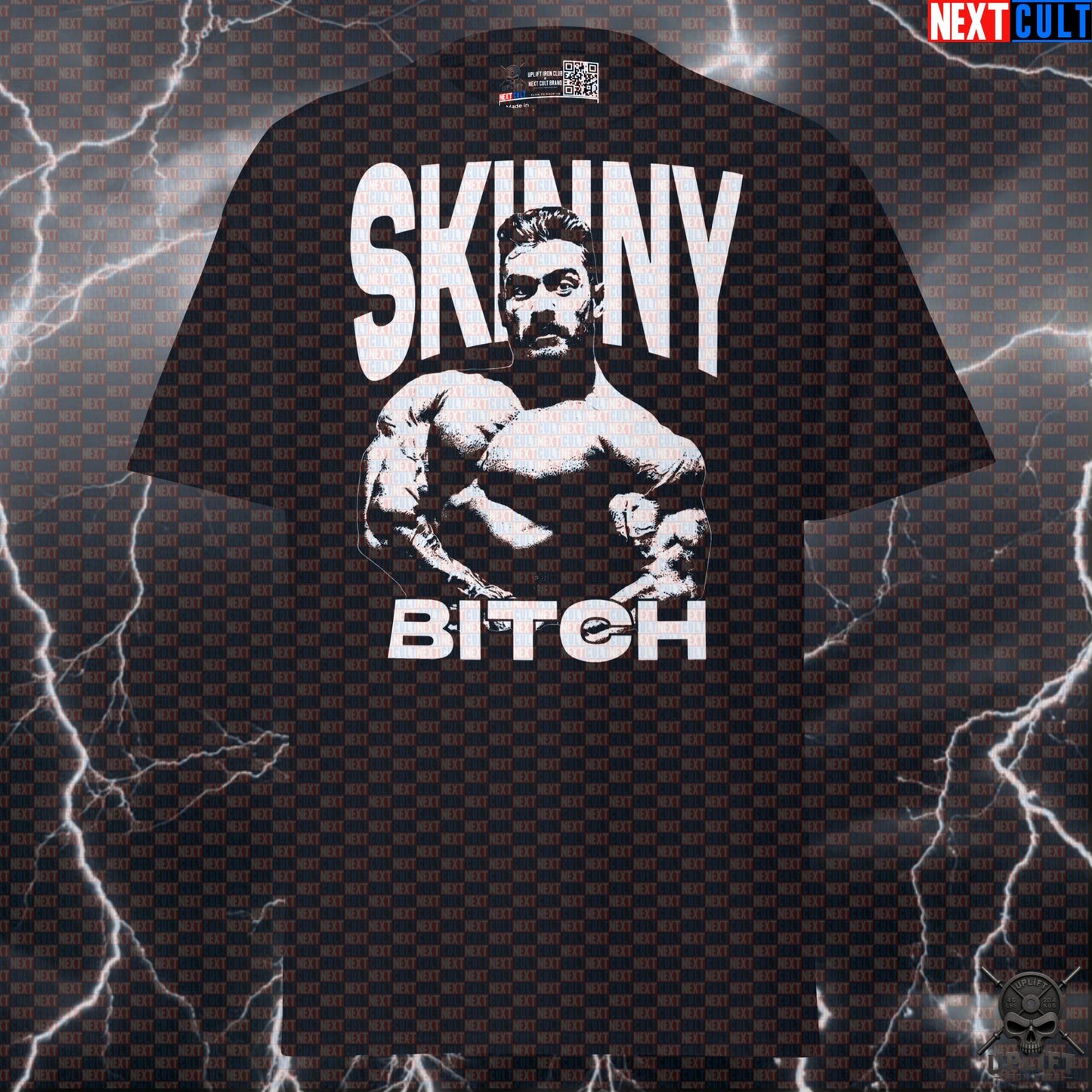 Skinny Bitch Chris Bumstead Gym Motivation T-Shirt - Funny Workout Tee for Bodybuilding & Gains - Meme Fitness Tshirt for Gym Bros T-shirts Next Cult Brand