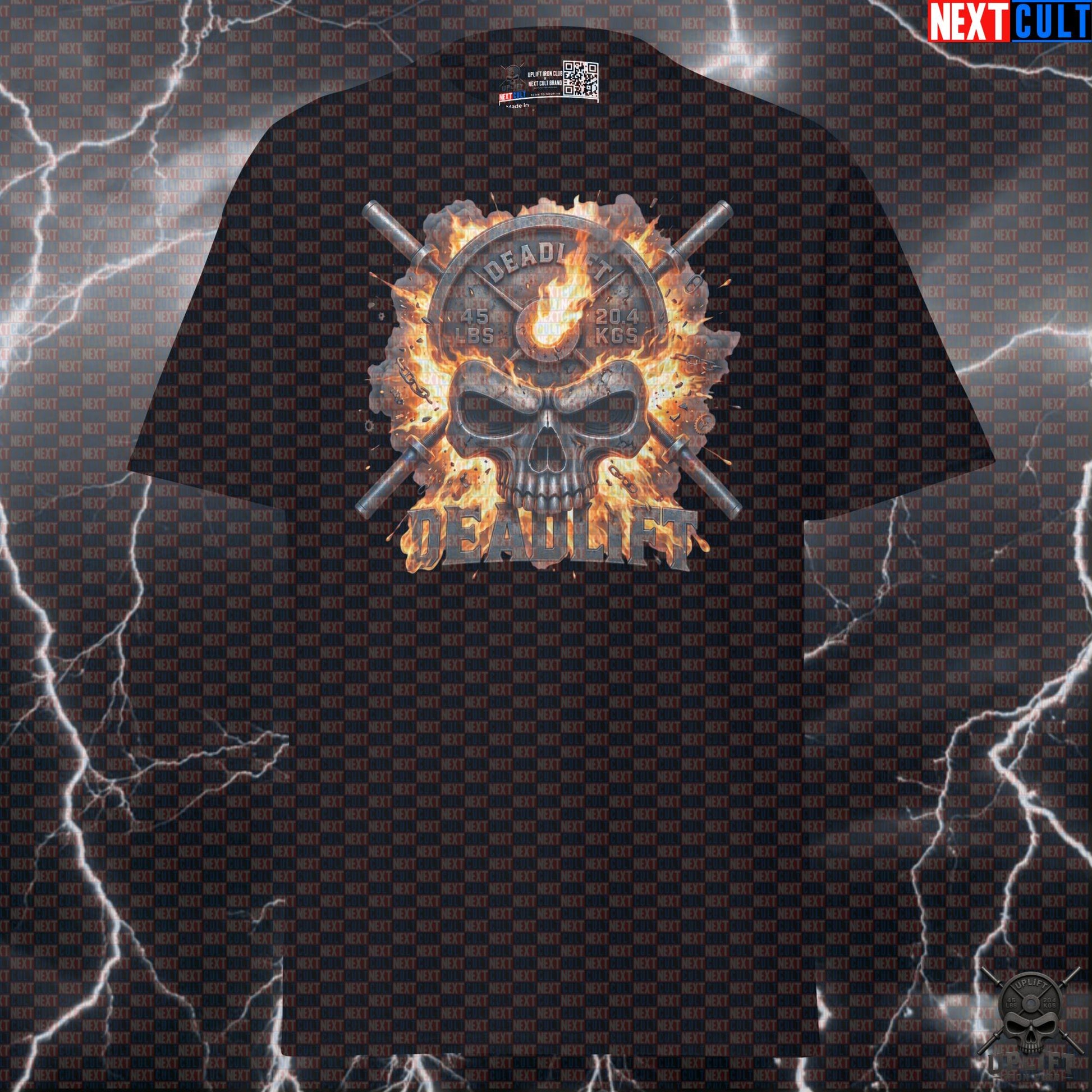Deadlift Skull T-Shirt Explosion Graphic for Powerlifting Leg Day Lifters |  | ["Bodybuilding", "Fitness", "Gym", "Hardcore", "Leg Day", "Powerlifting", "Pump Cover", "Workout"]