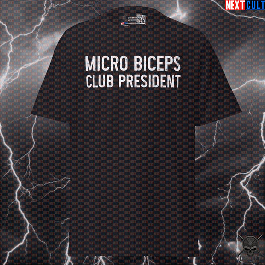 Funny Gym Shirt - Micro Biceps Club President T-Shirt - Pump Cover Tee for Gymbros, Lifters & Fitness Meme Lovers T-shirts Next Cult Brand