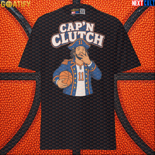 Jalen Brunson T-Shirt – Cap’n Clutch Graphic Tee for New York Knicks Championship Fans |  | ["Basketball", "Jalen Brunson", "NBA", "New York Knicks"]